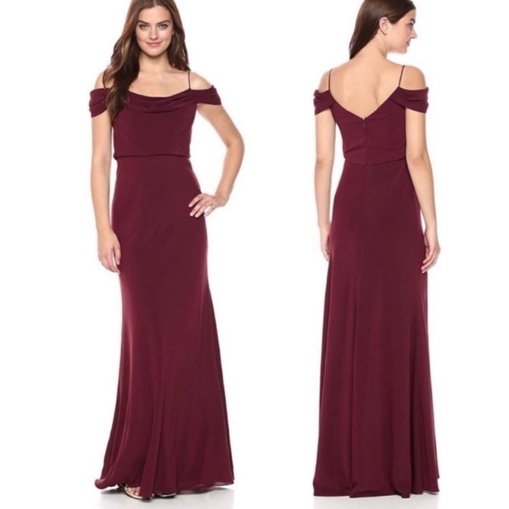 BHLDN Jenny Yoo collection Sabine bridesmaids dress hibiscus stretch crepe gown